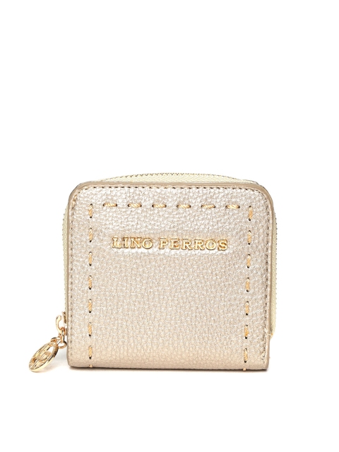

Lino Perros Women Gold-Toned Solid Zip Around Wallet