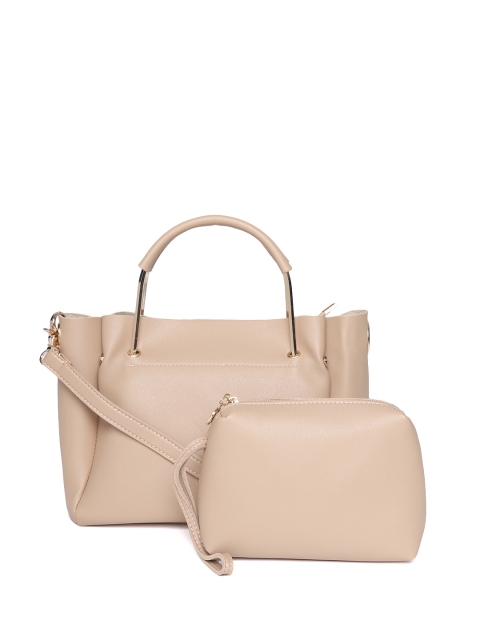 

Lino Perros Beige Solid Handheld Bag with Detachable Sling Strap & Pouch
