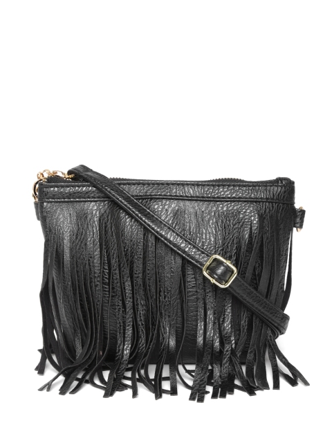 

Lino Perros Black Fringed Sling Bag