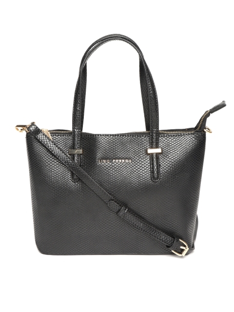 

Lino Perros Black Snakeskin Textured Handheld Bag