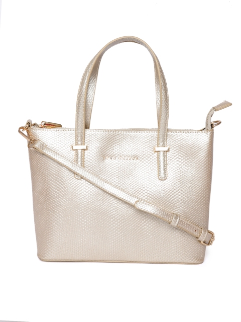 

Lino Perros Gold-Toned Snakeskin Textured Handheld Bag