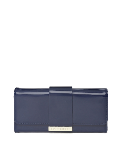 

Lino Perros Women Navy Blue Solid Three Fold Wallet