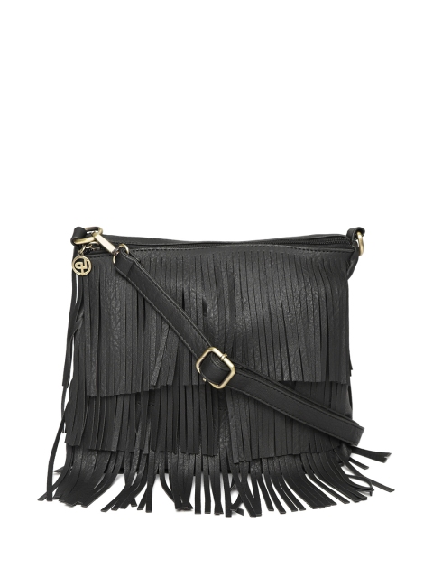 

Lino Perros Black Fringed Sling Bag