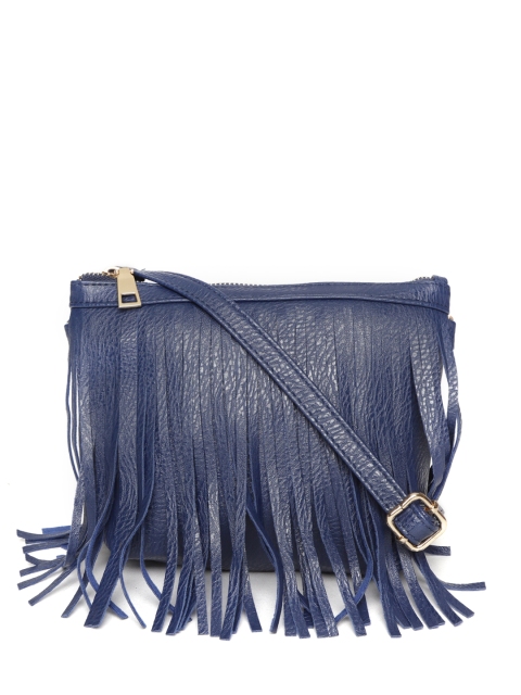 

Lino Perros Navy Blue Fringed Sling Bag