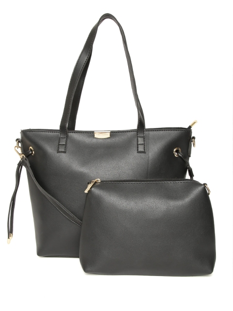 

Lino Perros Black Solid Shoulder Bag with Detachable Sling Strap & Pouch