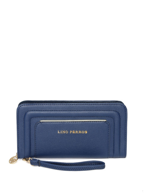 

Lino Perros Women Navy Blue Solid Zip Around Wallet