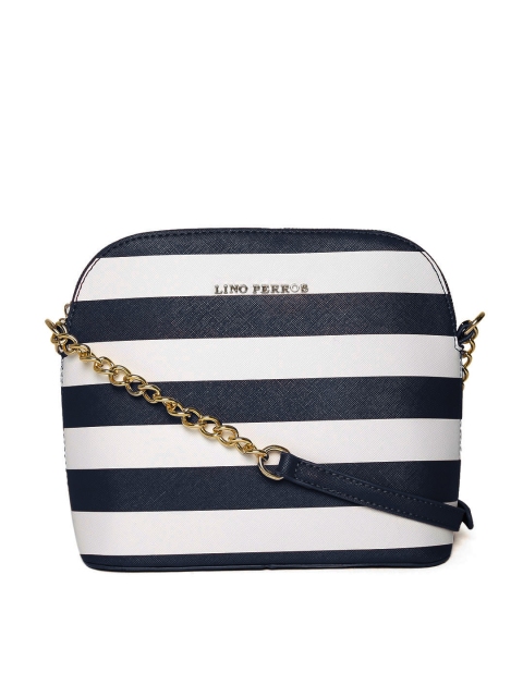 

Lino Perros Black & White Striped Sling Bag