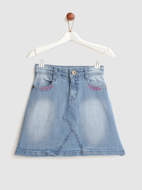 

YK Girls Blue Washed Denim A-Line Skirt