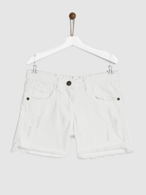 

YK Girls White Washed Regular Fit Denim Shorts