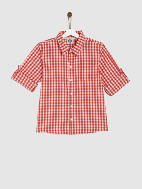 

YK Boys White & Red Regular Fit Checked Casual Shirt