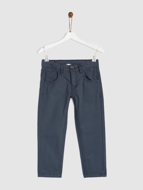 

YK Boys Charcoal Grey Regular Fit Solid Regular Trousers