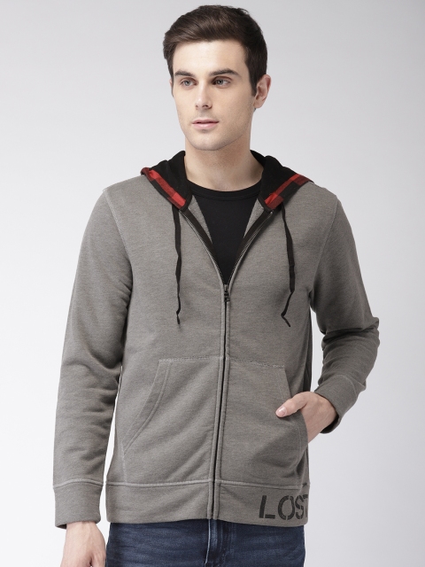 

GAS Men Grey Solid Hooded Sweatshirt