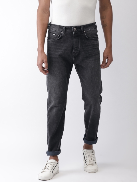 

GAS Men Black Teo Tapered Fit Mid-Rise Clean Look Stretchable Jeans