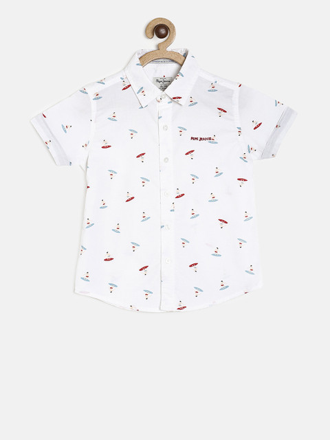 

Pepe Jeans Boys White Nancy Regular Fit Printed Casual Shirt