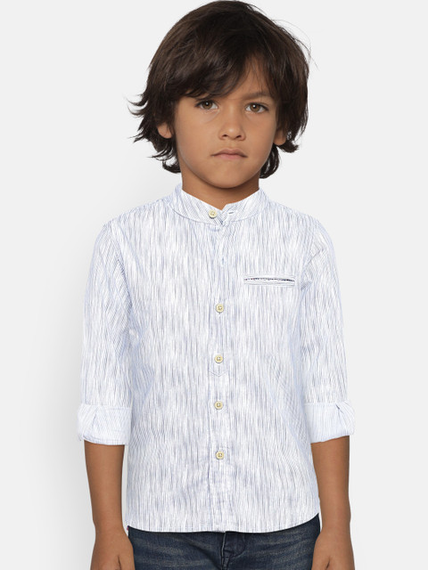 

Pepe Jeans Boys Blue & White Regular Fit Printed Casual Shirt