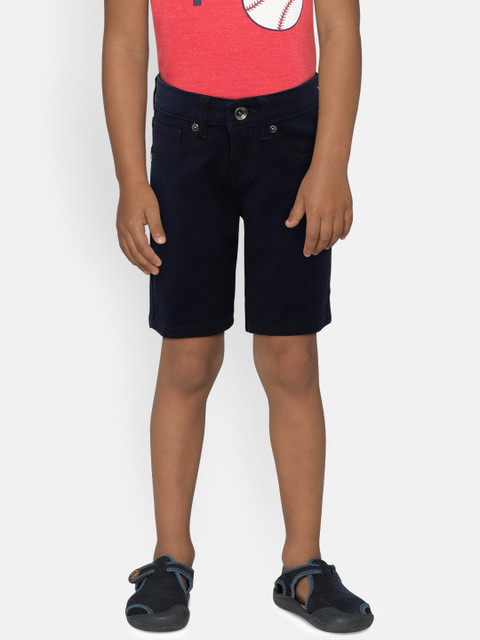 

Pepe Jeans Boys Navy Blue Solid Regular Fit Denim Shorts