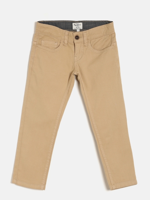 

Pepe Jeans Boys Khaki-Colored Regular Fit Solid Chinos
