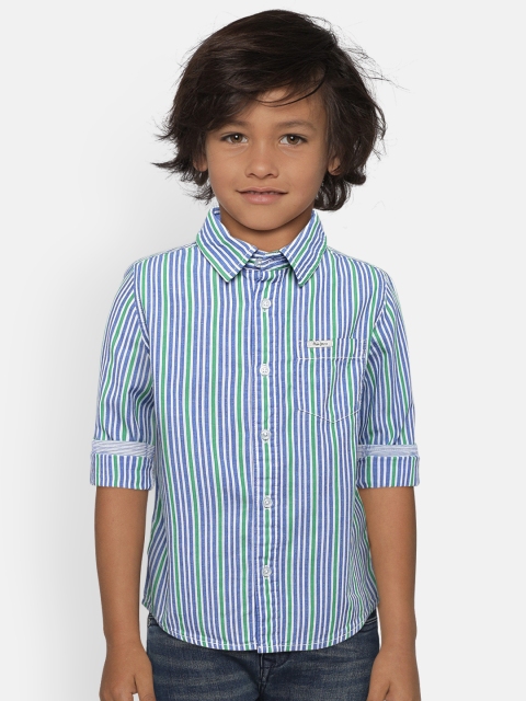

Pepe Jeans Boys Green & Blue Striped Casual Shirt