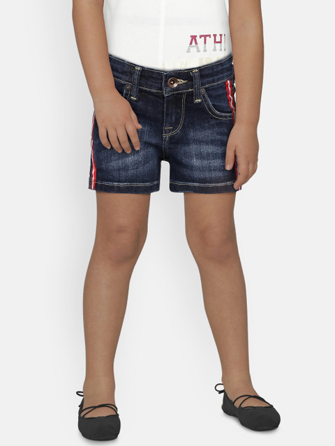 

Pepe Jeans Girls Navy Blue Solid Regular Fit Denim Shorts