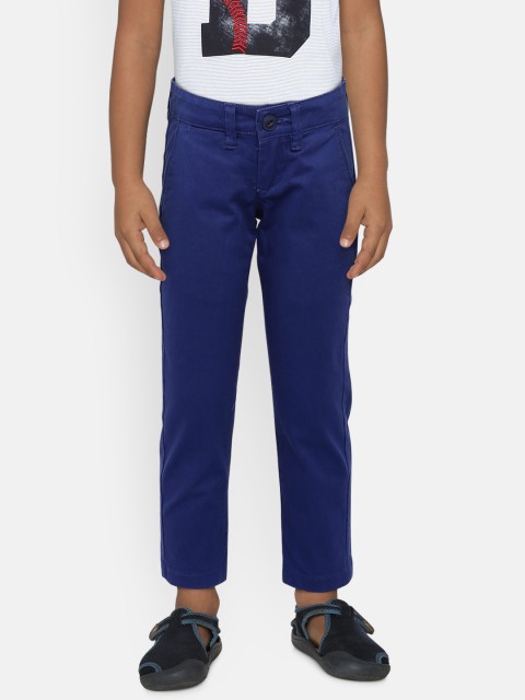 

Pepe Jeans Boys Blue Regular Fit Solid Regular Trousers