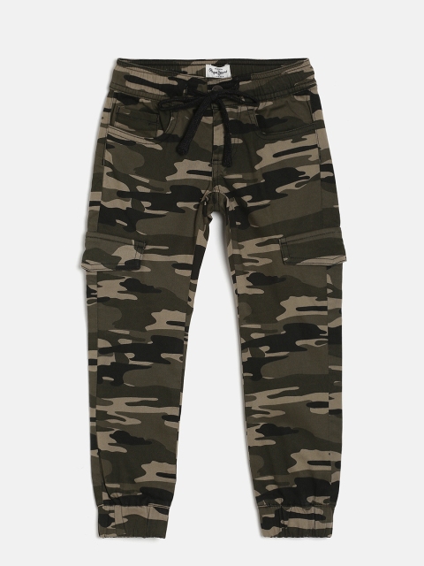 

Pepe Jeans Boys Olive Green Regular Fit Printed Joggers