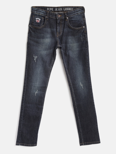 

Pepe Jeans Boys Navy Blue Skinny Fit Mid-Rise Low Distress Stretchable Jeans
