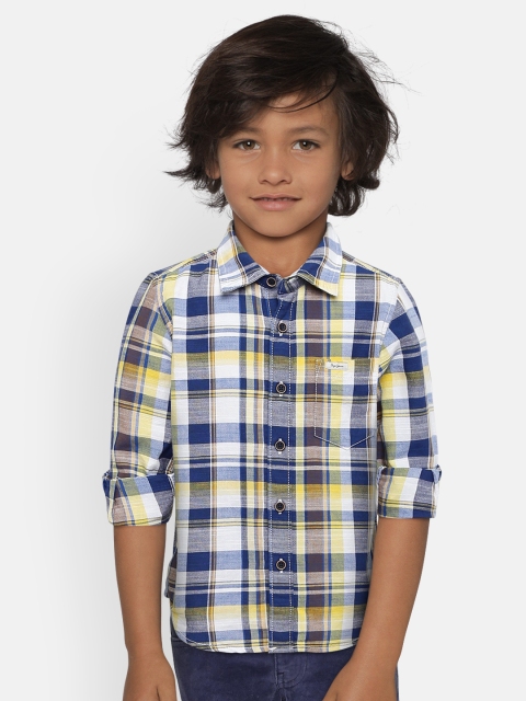 

Pepe Jeans Boys Blue & Yellow Regular Fit Checked Casual Shirt
