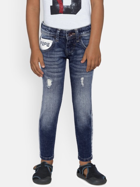 

Pepe Jeans Boys Blue Slim Fit Low-Rise Low Distress Jeans