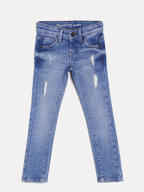 

Pepe Jeans Girls Blue Mid-Rise Low Distressed Jeans