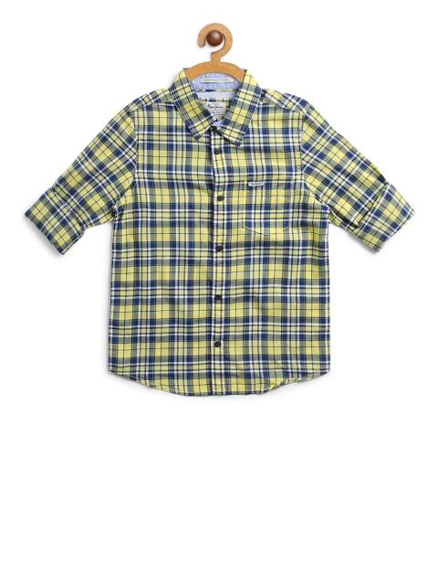 

Pepe Jeans Boys Yellow & Blue Regular Fit Checked Casual Shirt