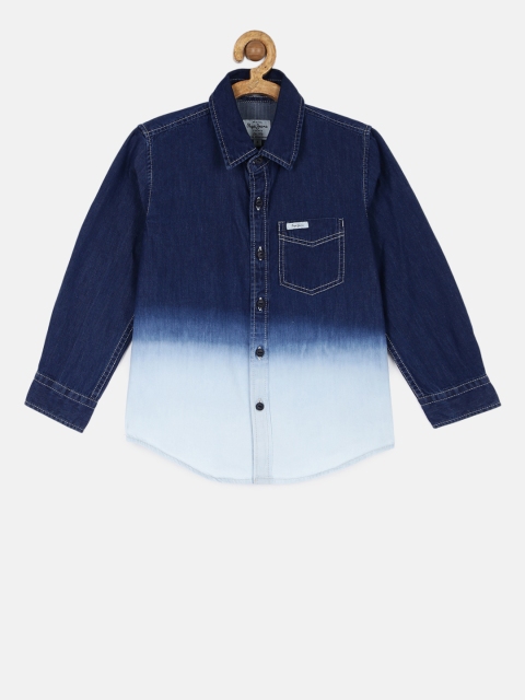 

Pepe Jeans Boys Blue Regular Fit Colourblocked Casual Denim Shirt