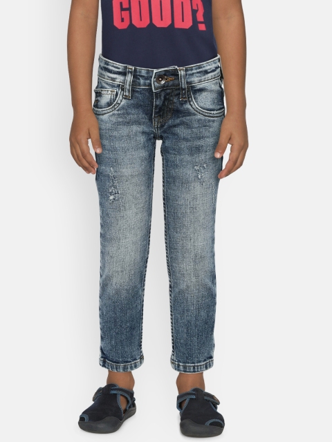 

Pepe Jeans Boys Blue Slim Fit Mid-Rise Low Distress Jeans