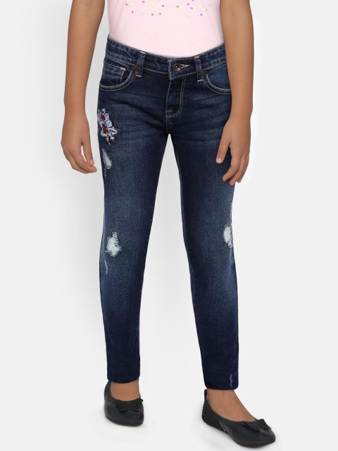 

Pepe Jeans Girls Navy Blue Mid-Rise Mildly Distressed Jeans