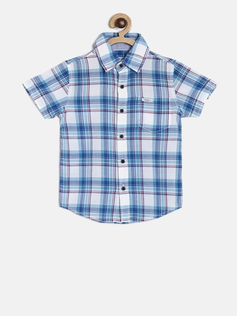 

Pepe Jeans Boys Blue & White Regular Fit Checked Casual Shirt