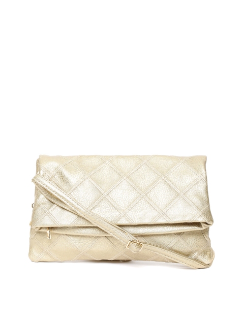 

Lino Perros Gold-Toned Solid Quilted Foldover Clutch