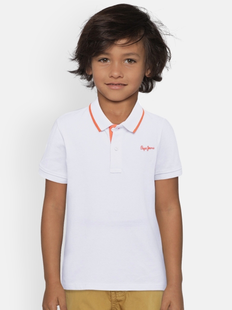 

Pepe Jeans Boys White Solid Polo Collar T-shirt