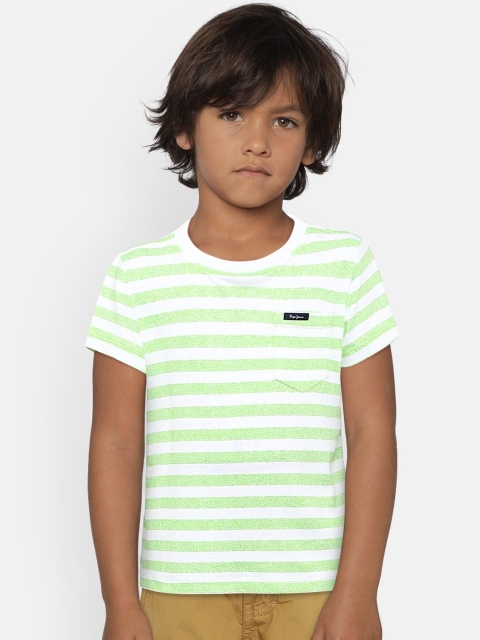 

Pepe Jeans Boys Green Striped Round Neck T-shirt