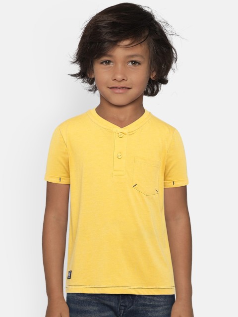 

Pepe Jeans Boys Yellow Solid Henley Neck T-shirt