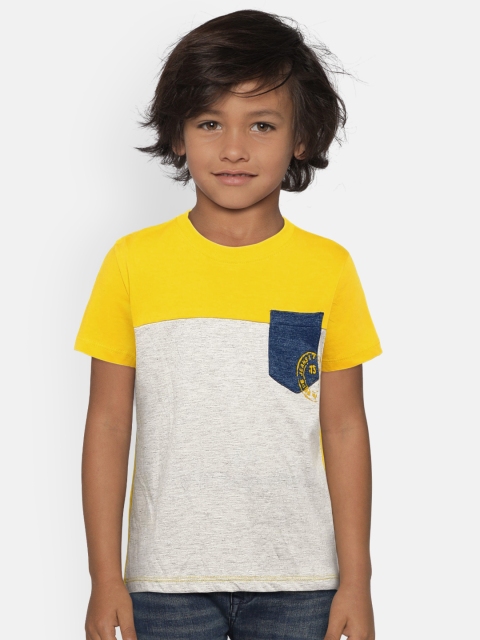 

Pepe Jeans Boys Yellow & Grey Colourblocked Round Neck T-shirt