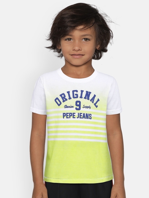 

Pepe Jeans Boys Green & White Printed Round Neck T-shirt