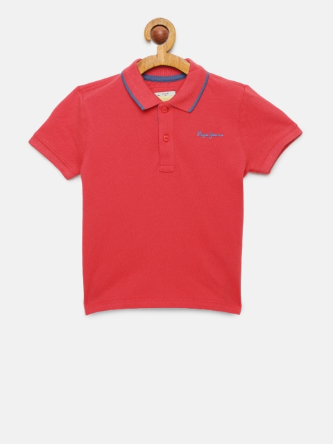 

Pepe Jeans Boys Red Solid Polo Collar T-shirt