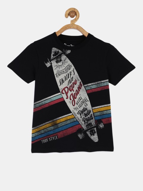 

Pepe Jeans Boys Black Printed Round Neck T-shirt