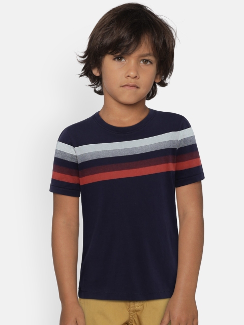 

Pepe Jeans Boys Navy Blue Striped Round Neck T-shirt