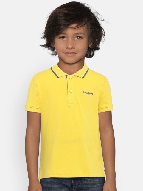 

Pepe Jeans Boys Yellow ALVIN SS IP Solid Polo Collar T-shirt