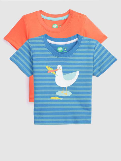 

YK Infant Boys Pack of 2 Printed Organic Cotton Sustainable T-shirts, Orange