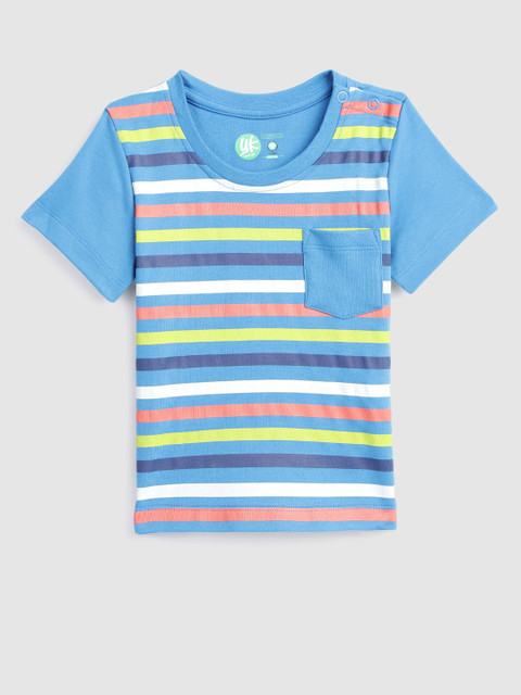 

YK Infant Boys Blue Striped Round Neck Organic Cotton Sustainable T-shirt