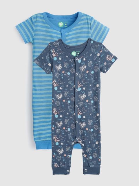 

YK Boys Set of 2 Blue Organic Cotton Sustainable Rompers