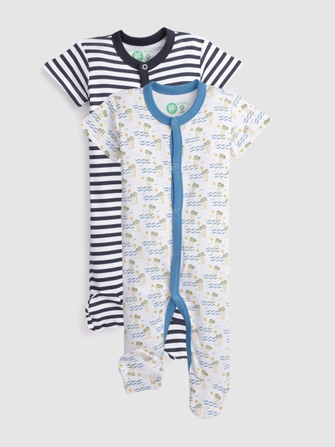 

YK Infant Boys Pack of 2 Organic Cotton Sustainable Sleepsuits, White