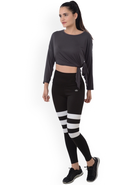 

Da Intimo Women Grey Solid Round Neck Crop T-shirt