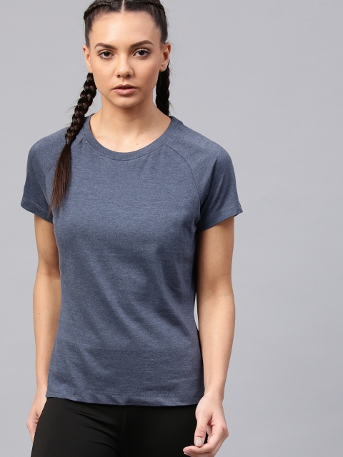 

HRX by Hrithik Roshan Women Navy Blue Solid Round Neck T-shirt